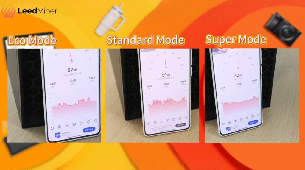 Noise comparison under three conditions