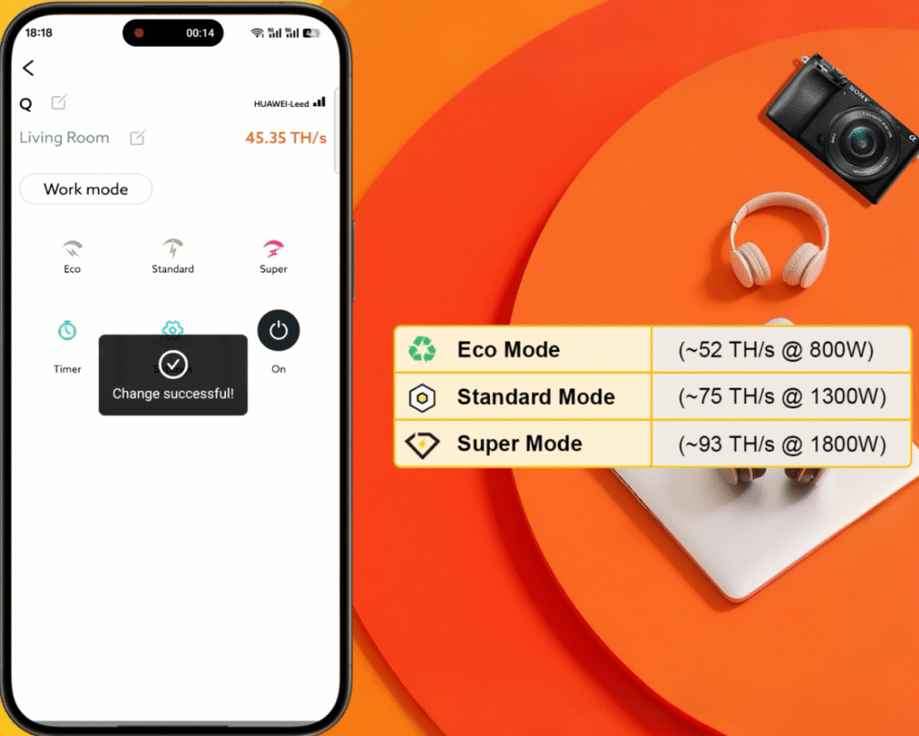 Three working modes are available